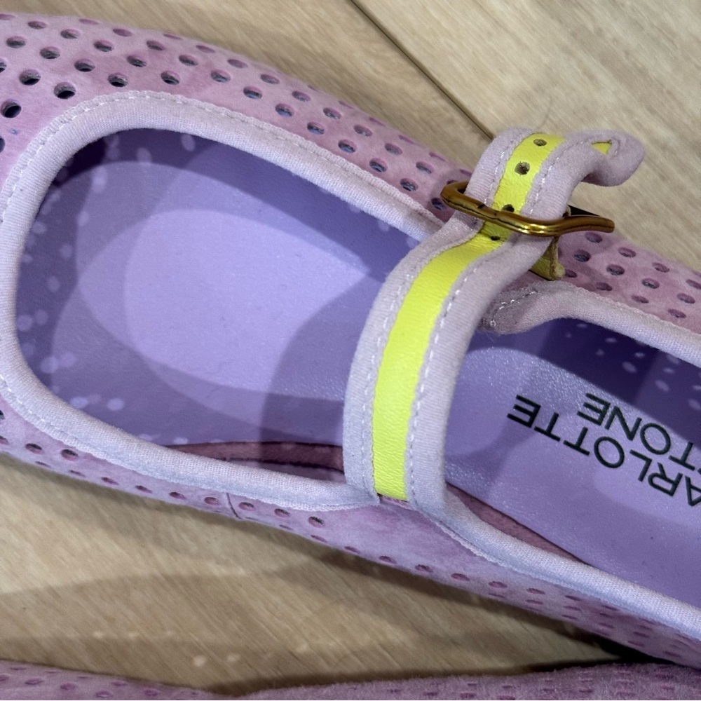 CS Raleigh suede flats Lilac Perf 7 ballet ballerina lime green mesh flats trend - Picture 10 of 11